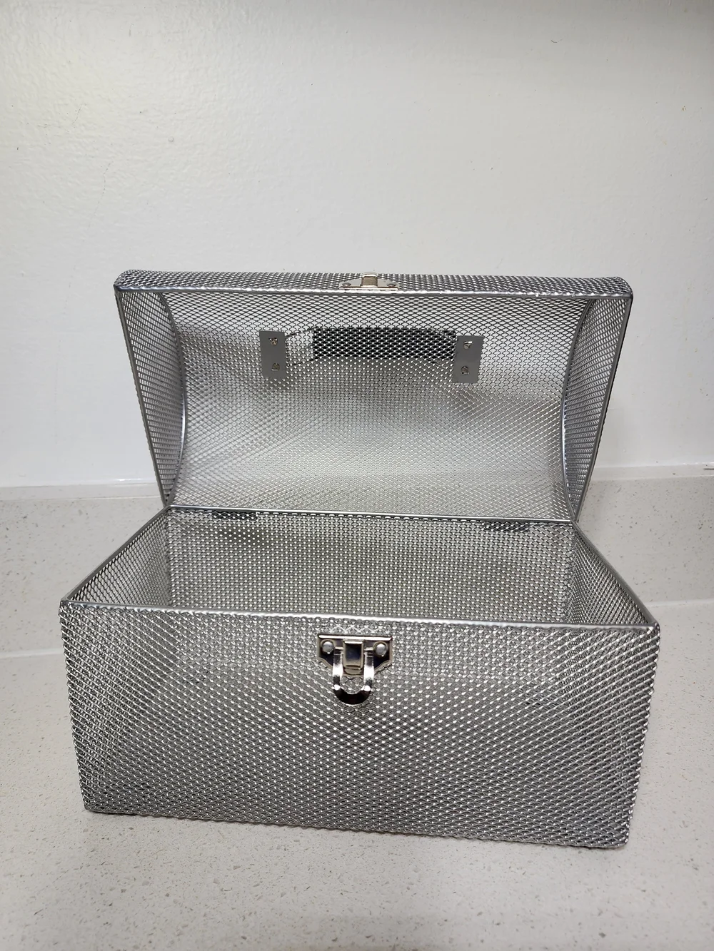 Metal Mesh Storage Box - Silver Organizer Chest New No Tags